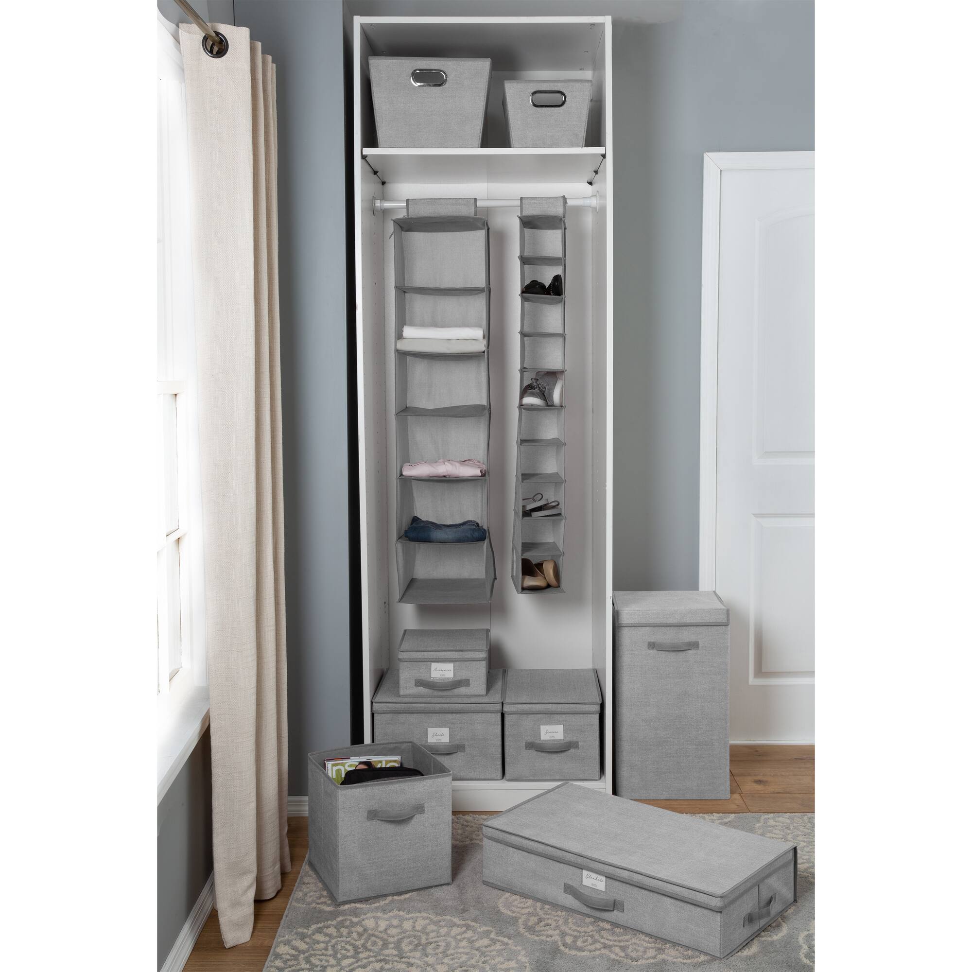 Simplify Medium Heather Gray Grommet Storage Bin